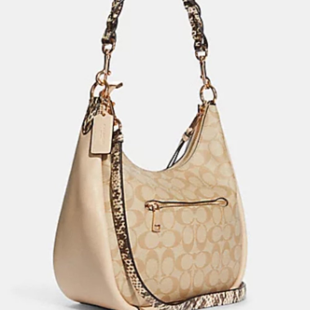 NWT Coach Jules Hobo In Signature Canvas- Light Khaki - Picture 3 of 5